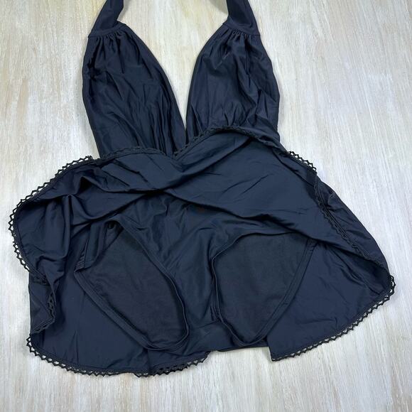 Unique Vintage Black Halter One Piece Swimsuit - Picture 5 of 13